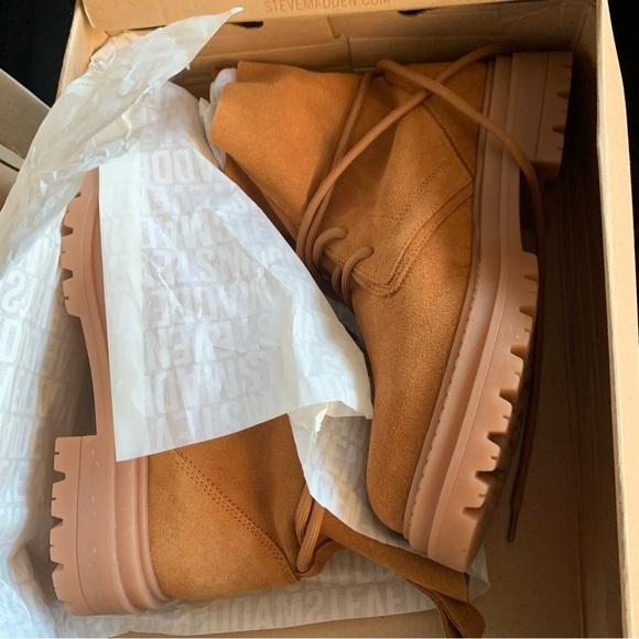 Steve Madden Lace Up Tahoe Boots‎ Sz 8M In Tan Suede - Picture 5 of 7